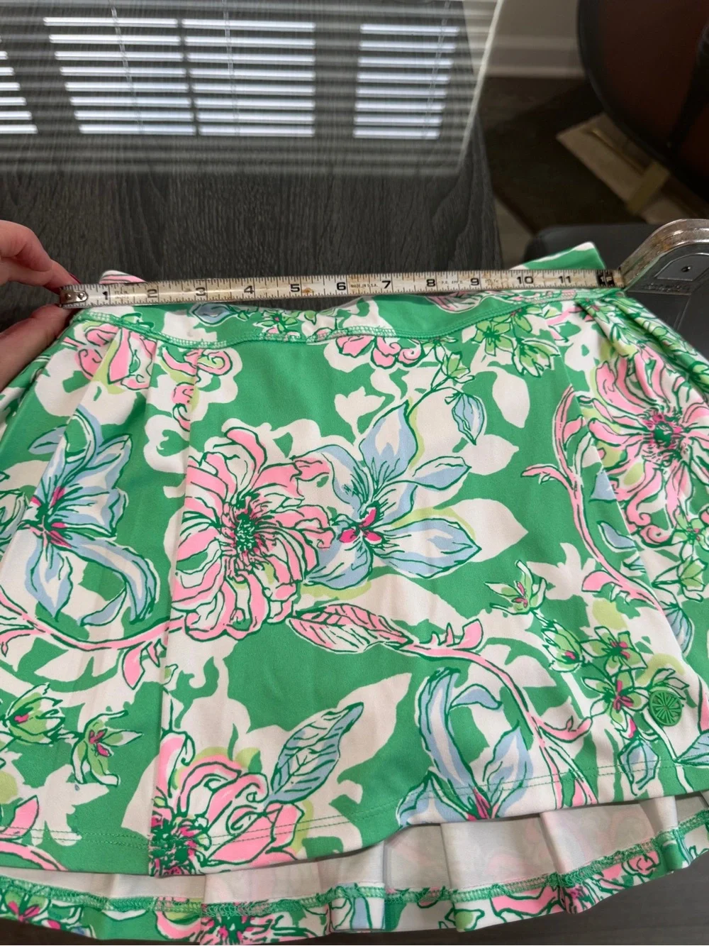 Lilly Pulitzer Green and Pink Floral Flared Skirt 🚨 kids size L or women size xs